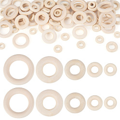 Цвет Древесины 150 шт. 5 стили деревянные соединительные кольца, круглые кольца, деревянные кольца макраме, деревесиные, 12~30x4~6 мм, внутренний диаметр: 6~17 мм, 30 шт / стиль