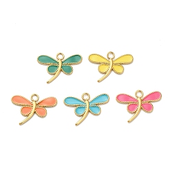 (52) Непрозрачная лаванда 304 нержавеющей стальной эмали подвески, стрекоза, ионное покрытие (ip), реальный 18 k позолоченный, разноцветные, 16.5x22x1.5 мм, отверстие : 2.5 мм