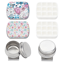 (52) Непрозрачная лаванда Наборы художественных палитр для красок, включая пустые пластиковые банки для акварельных красок с 12-решеткой, ящик для хранения жести, контейнеры из бисера с цветовой модуляцией из нержавеющей стали, разноцветные, 5.35x4.2x1.25 см, внутренний диаметр: 11.5x12 мм и 11x12 мм, емкость: 1.6 мл (0.05 жидких унций), 2 шт