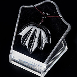 (946F)Морозный цвет внутри  Жонкиль / Непрозрачная зеленая подкладка Подвески из натурального окрашенного и нагретого черного агата ожерелья, лист, 14.96 дюйм (38 см)