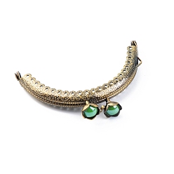 Зеленый Рамка для кошелька с замком поцелуй из сплава, ручка для сумки, шитья, ремесла, портного, канализации, смолой цветок, зелёные, 6x8.7 см