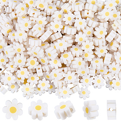 Снежный 400 бусины из полимерной глины ручной работы., цветок, снег, 9x9x4 мм, отверстие : 1.6 мм