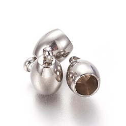 Нержавеющая Сталь Цвет Устойчивы к потускнению 201 наконечники шнура из нержавеющей стали, Торцевые крышки, баррель, цвет нержавеющей стали, 9x6 мм, отверстие : 1.8 мм, внутренний диаметр: 4 мм