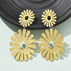 Цветок 304 серьги-гвоздики из нержавеющей стали для женщин, ионное покрытие (ip), реальный 14 k позолоченный, цветок, 77x38 мм