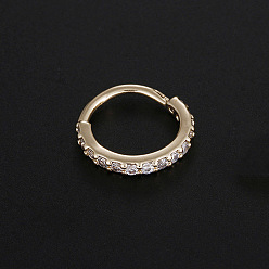 Золотой Серьги-кольца с микропаве из латуни и прозрачным кубическим цирконием для крепления на хрящ, с 316 l хирургическими штифтами из нержавеющей стали, кольца в носу, золотые, 8 мм