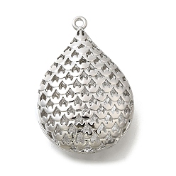 Платина Латунные подвески, без кадмия, без никеля и без свинца, слеза, полый, платина, 44x29.5x13.5 мм, отверстие : 2 мм