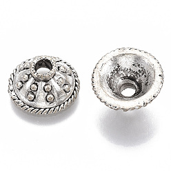Antique Silver Tibetan Style Alloy Bead Caps, Cadmium Free & Lead Free, Apetalous, Antique Silver, 13x7mm, Hole: 3mm, Inner diameter: 9mm, about 560pcs/1000g