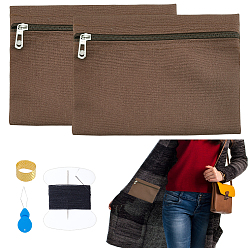 Saddle Brown DIY Sewing Pocket Kit, Including 2Pcs Rectangle Canvas Cloth Packing Pouches Zipper Bags and 2 Bags DIY Sewing Thread and Needles, Saddle Brown, 16x22x0.4cm