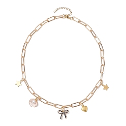 Золотой 304 нержавеющая сталь с ожерельями из имитации груши из АБС-пластика, бантом, золотые, 18.74 дюйм (47.6 см)