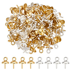 (52) Непрозрачная лаванда 80 шт. 304 нержавеющая сталь чашка жемчужные штифты скобы булавки подвески, за половину пробурено бисера, разноцветные, 8x5 мм, отверстие : 1.8 мм, штифты : 0.7~0.8 мм