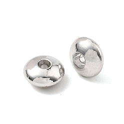 Real Platinum Plated SHEGRACE Brass Beads, Rondelle, Cadmium Free & Nickel Free & Lead Free, Real Platinum Plated, 3x6mm, Hole: 1.8mm