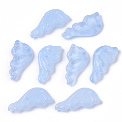 Light Sky Blue Spray Painted Glass Pendants, Butterfly Wings, Light Sky Blue, 24x12.5x4mm, Hole: 1.4mm
