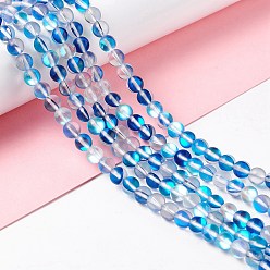 Озёрно--синий Синтетические лунные лучи, круглые, Плут синий, 6 мм, отверстие : 0.8 мм, около 63 шт / нитка, 14.57''~15.55'' (37~39.5 см)