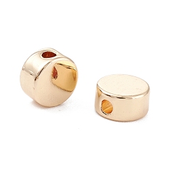 Настоящее золото 14K Рейка из латунной проставки, плоско-круглые, реальный 14 k позолоченный, 5x2.5 мм, отверстие : 1.2 мм