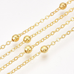 Золотой Железо кабельные сети, спутниковые сети, с круглых бусин, пайки, с катушкой, Плоско-овальные, золотые, 2.5x2x0.3 мм, около 100 ярдов / рулон
