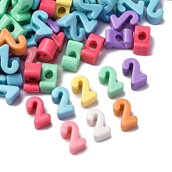 (52) Непрозрачная лаванда Непрозрачный акрил европейского бисера, бусины с большим отверстием, число 2, разноцветные, 22x13x12 мм, отверстие : 6 мм, 209 шт / 500 г