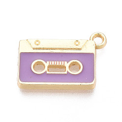 Средний Фиолетовый Подвески из эмали и сплава, ленточные подвески, золотые, без кадмия, без никеля и без свинца, средне фиолетовый, 13.5x19.5x2 мм, отверстие : 1.8 мм