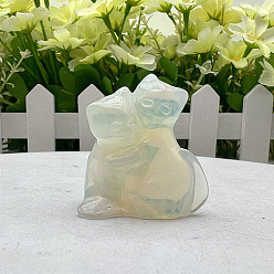 Опал Скульптурные украшения из синтетического опалита, для украшения стола домашнего офиса, кошка, 40 мм