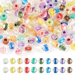Разноцветный 2пакеты 200шт. прозрачные стеклянные бусины, граненые, двухконусные, красочный, 4.5x3.5 мм, отверстие : 1.6 мм, 100 шт / пакет