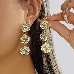 Shell Shape Серьги-гвоздики из цинкового сплава с эмалью для женщин, с имитацией жемчуга, золотые, формы раковины, 65x22 мм