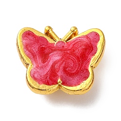 Малиновый Подвески из латуни с покрытием стойки и искусственным жемчугом из АБС-пластика, без свинца и без кадмия, долговечный, бабочки прелести, малиновый, 11x13.5x5 мм, отверстие : 1.8 мм