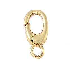 Настоящее золото 18K Латунное пружинное кольцо, с петлей, долговечный, без свинца и без кадмия, реальный 18 k позолоченный, 14x6.5x3 мм, отверстие : 2.2 мм