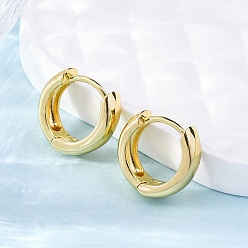 Настоящее золото 18K Латунные английском замке Серьги-кольца, долговечный, кольцо, реальный 18 k позолоченный, 16x5 мм, штифты : 0.8 мм