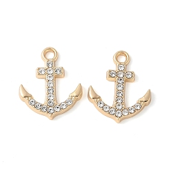Золотой Сплава кристалла горный хрусталь подвески, стойки покрытие, без кадмия, без никеля и без свинца, якорь, золотые, 17.5x14.5x2.5 мм, отверстие : 1.8 мм