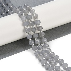 Серый агат Серые натуральные бусины из агата , граненые, рондель, с бисером, 7.5~8x6.5 мм, отверстие : 1.4 мм, около 45~46 шт / нитка, 15.75'' (40 см)
