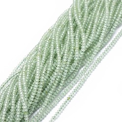 Prehnite Natural Prehnite Beads Strands, Faceted, Rondelle, 1.5~1.8x1mm, Hole: 0.5mm, about 274pcs/strand, 15.3 inch(39cm)