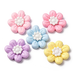 Цветок Непрозрачные кабошоны из смолы, разноцветные, цветок, 26x29x6 мм