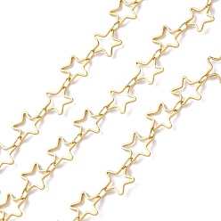 Настоящее золото 18K Латунные звездчатые цепи, без свинца и без кадмия, стойки покрытие, долговечный, с катушкой, пайки, реальный 18 k позолоченный, 8x8.5x0.8 мм и 3.8