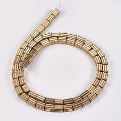 Light Gold Plated Electroplate Non-magnetic Synthetic Hematite Beads Strands, Cuboid, Light Gold Plated, 6x4x4mm, Hole: 0.8mm, about 66pcs/strand, 15.75 inch(40cm)