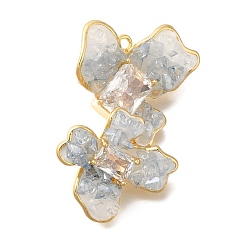 Настоящее золото 18K Подвески-коннекторы из прозрачного кубического циркония и стекла с цветком, без кадмия, без никеля и без свинца, с эмалью, реальный 18 k позолоченный, 32.5x19.5x10.5 мм, отверстие : 1.4 мм