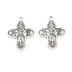 Античное Серебро Сплавочные подвески тибетского стиля, крест с девственной мари, античное серебро, 30x24x2.5 мм, отверстие : 1.8 мм