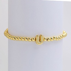 Letter U Латунные браслеты из бисера для женщин, буквы, золотые, Буква U, внутренний диаметр: 2-3/8 дюйм (6 см)