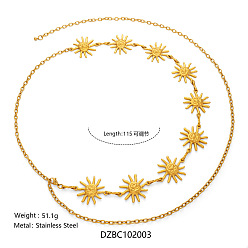 Солнце Летний пляж 304 цепочки из нержавеющей стали для талии и живота для сексуального бикини, золотые, солнце, 1150 мм