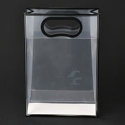 Black Rectangle Transparent Plastic Bags, with Handles, for Shopping, Crafts, Gifts, Black, 26x18cm, 10pcs/bag