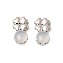 Клевер Силиконовые гайки для ушей, с латунной фурнитурой , платина, клевер, 14.5x8x5.5 мм, отверстие : 0.5 мм