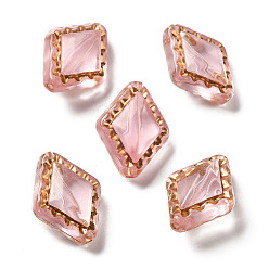 Pink Прозрачные акриловые бусины, ромб, розовые, 18x14x8.5 мм, отверстие : 1.5 мм, о: 530 шт / 500 г