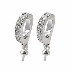 Платина Латунные микропроволочные кубические циркониевые подвески, без свинца и без кадмия, долговечный, стойки покрытие, платина, 18 мм