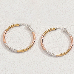 Золотой & Серебряный Стильные 201 двухцветные серьги-кольца из нержавеющей стали, золотой и серебряный, 40x39 мм