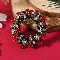 Christmas Wreath Броши из цинкового сплава со стразами на рождественскую тематику для рюкзака, Рождественский венок
