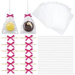 Pourpre 60 Accessoires de costume tissés à la main (pièces), nœud papillon en ruban de polyester, avec 60 des sachets en cellophane OPP et des bâtonnets en papier, fuchsia, 81x26x4.5mm