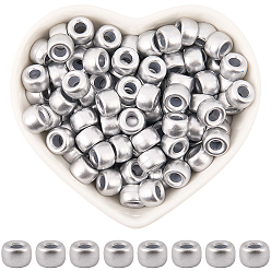 с Покрытием Серебра 800шт. окрашенные распылением пластиковые бусины, баррель, со серебряным покрытием, 9x6 мм, отверстие : 3.8 мм