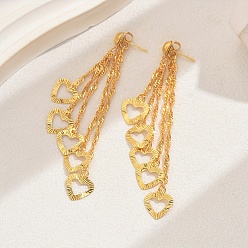 Сердце Серьги-гвоздики с кисточками из латуни, реальный 18 k позолоченный, цепочка-оберег, сердце