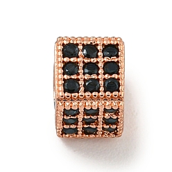 Розовое Золото Латунь микропаве черный кубический цирконий, кубические, розовое золото , 4.5x4.5x4.5 мм, отверстие : 2.4 мм