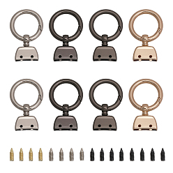 (52) Непрозрачная лаванда 8 наборы 4 цвета сплава пружинные затворные кольца, брелок для ключей, с концами ленты, разноцветные, 55 мм, Лента заканчивается: 27x24x9 mm, внутренний диаметр: 6.5x22 мм, 2 наборы / цвет