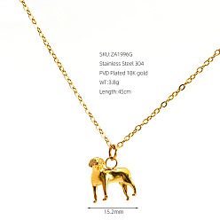Dog 304 Stainless Steel Pendant Necklaces for Women, Real 18K Gold Plated, Dog, 17.72 inch(45cm), pendant: 15.2mm
