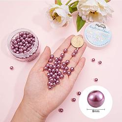 Medium Orchid Eco-Friendly Plastic Imitation Pearl Beads, High Luster, Grade A, No Hole Beads, Round, Medium Orchid, 8mm, 200pcs/box